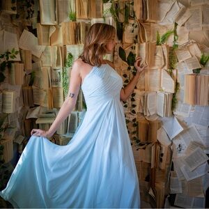 JJs House Light Blue Halter Prom Gown